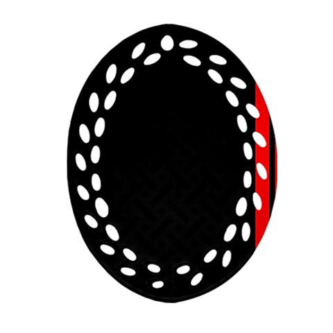 Abstract Black & Red, Backgrounds, Lines Oval Filigree Ornament (Two Sides) from ArtsNow.com Front