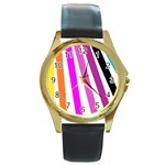 Colorful Multicolor Colorpop Flare Round Gold Metal Watch