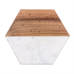 Lines Dots Pattern Abstract Art Marble Wood Coaster (Hexagon) 