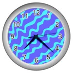 Purple Mint Turquoise Background Wall Clock (Silver)