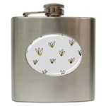 Pattern Leaves Daisies Print Hip Flask (6 oz)