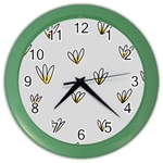 Pattern Leaves Daisies Print Color Wall Clock