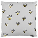 Pattern Leaves Daisies Print Large Premium Plush Fleece Cushion Case (One Side)