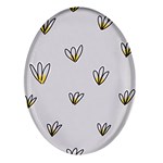 Pattern Leaves Daisies Print Oval Glass Fridge Magnet (4 pack)
