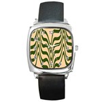 Swirl Pattern Abstract Marble Square Metal Watch