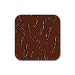 Feather Leaf Pattern Print Rubber Coaster (Square)