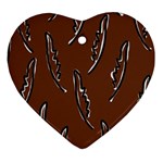 Feather Leaf Pattern Print Heart Ornament (Two Sides)
