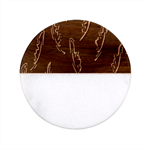 Feather Leaf Pattern Print Classic Marble Wood Coaster (Round) 