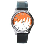 Orange Background Halloween Round Metal Watch