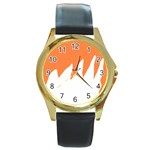 Orange Background Halloween Round Gold Metal Watch