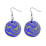Blue Green Abstract Mini Button Earrings