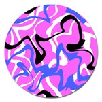 Swirl Pink White Blue Black Magnet 5  (Round)