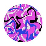 Swirl Pink White Blue Black Round Ornament (Two Sides)