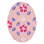 Flower Heart Print Pattern Pink Ornament (Oval)