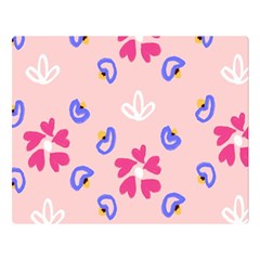 Flower Heart Print Pattern Pink Two Sides Premium Plush Fleece Blanket (Large) from ArtsNow.com 80 x60  Blanket Front