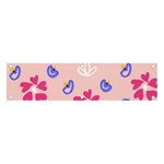 Flower Heart Print Pattern Pink Banner and Sign 4  x 1 
