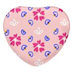 Flower Heart Print Pattern Pink Heart Glass Fridge Magnet (4 pack)