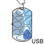 Boho Blue Deep Blue Artwork Dog Tag USB Flash (Two Sides)