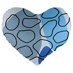 Boho Blue Deep Blue Artwork Large 19  Premium Flano Heart Shape Cushions