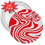 Red White Background Swirl Playful 3  Buttons (100 pack) 