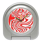 Red White Background Swirl Playful Travel Alarm Clock