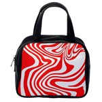 Red White Background Swirl Playful Classic Handbag (One Side)