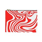 Red White Background Swirl Playful Cosmetic Bag (Large)