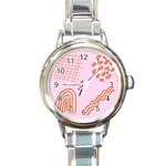Elements Scribbles Wiggly Lines Retro Vintage Round Italian Charm Watch