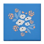 Doodle Flowers Leaves Plant Design Tile Coaster