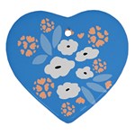 Doodle Flowers Leaves Plant Design Ornament (Heart)