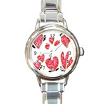 Elements Scribbles Brush Doodles Round Italian Charm Watch