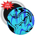 Mint Background Swirl Blue Black 3  Magnets (100 pack)