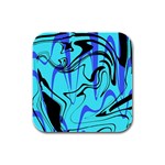 Mint Background Swirl Blue Black Rubber Square Coaster (4 pack)