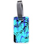 Mint Background Swirl Blue Black Luggage Tag (one side)