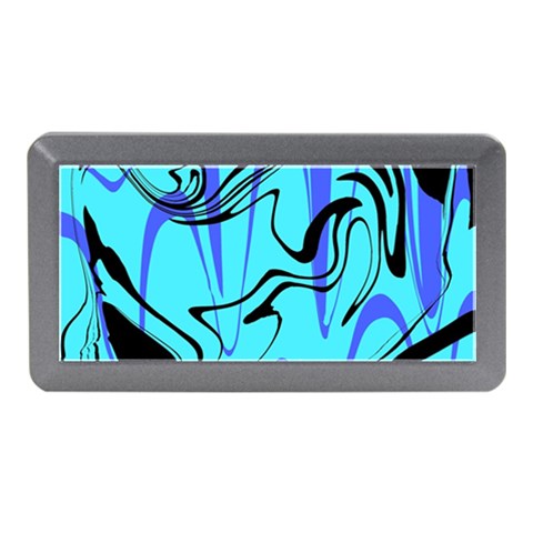 Mint Background Swirl Blue Black Memory Card Reader (Mini) from ArtsNow.com Front