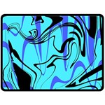 Mint Background Swirl Blue Black Two Sides Fleece Blanket (Large)