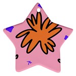 Doodle Flower Sparkles Orange Pink Ornament (Star)