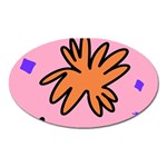 Doodle Flower Sparkles Orange Pink Oval Magnet