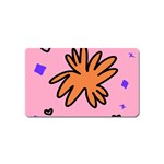 Doodle Flower Sparkles Orange Pink Magnet (Name Card)