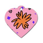 Doodle Flower Sparkles Orange Pink Dog Tag Heart (Two Sides)