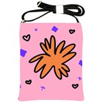 Doodle Flower Sparkles Orange Pink Shoulder Sling Bag