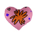 Doodle Flower Sparkles Orange Pink Standard 16  Premium Heart Shape Cushions