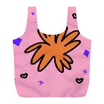 Doodle Flower Sparkles Orange Pink Full Print Recycle Bag (L)