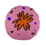 Doodle Flower Sparkles Orange Pink Standard 15  Premium Flano Round Cushions