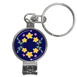 Doodle Flower Leaves Plant Design Nail Clippers Key Chain