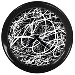 Flower Print Doodle Pattern Floral Wall Clock (Black)