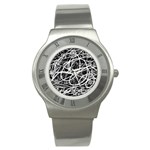 Flower Print Doodle Pattern Floral Stainless Steel Watch