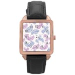 Boho Bohemian Leaves Branch Beige Rose Gold Leather Watch 