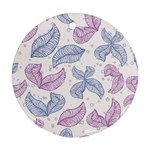 Leaves Line Art Background Ornament (Round)