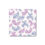 Leaves Line Art Background Square Magnet